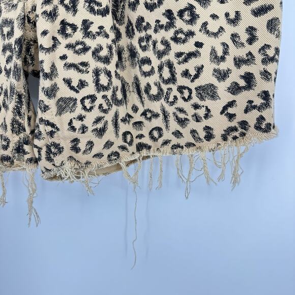 Free People Dogtown Cut Off Shorts 25 Raw Hem High Rise Cheetah Baggy 90s Boho - Picture 10 of 10